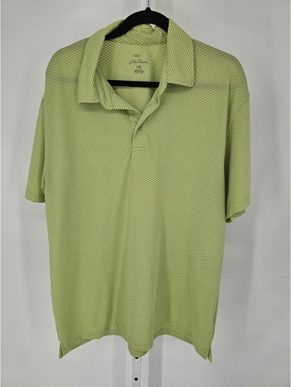 Bob Timberlake Mens Sz L Short Sleeve Polo Shirt Lime Green Textured Athletic